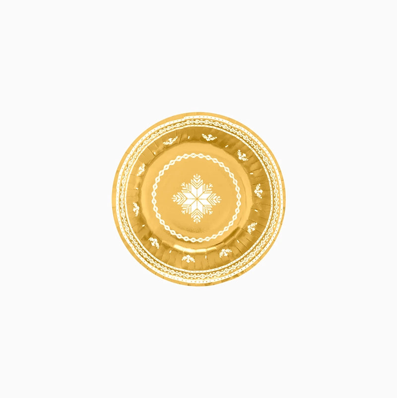 Bol Redondo Cartón Navidad 350 cc Jacquard Oro (6 uds)