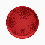 Plato Cartón Llano Navidad Ø 23 cm Copo de Nieve Rojo Glitter (144 uds)