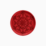 Plato Cartón Llano Postre Navidad Ø 17 cm Copo de Nieve Rojo Glitter (144 uds)
