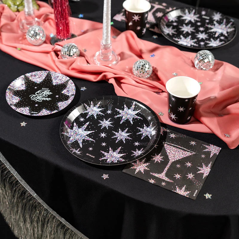 Vaso Cartón Navidad 270 cc Estrellas de Nochevieja (6 uds)