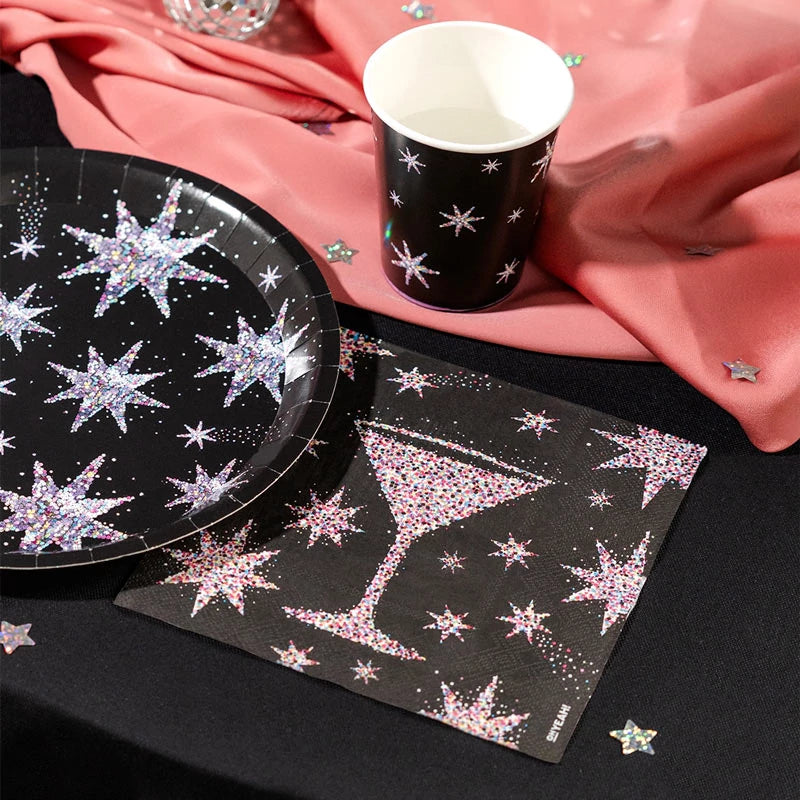 Vaso Cartón Navidad 270 cc Estrellas de Nochevieja (6 uds)