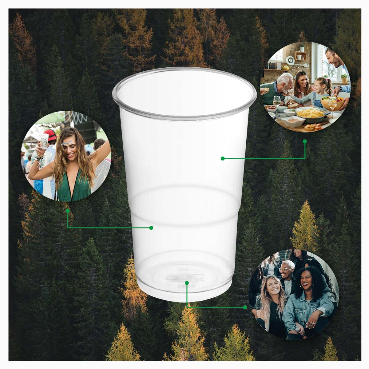 Vaso Irrompible Plástico PP Transparente 350cc 15 uds
