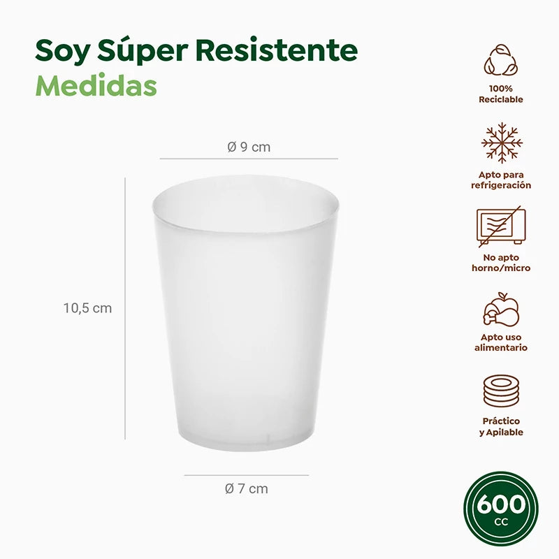 Vaso Sidra Plástico PP 600 cc Transparente (20 uds)