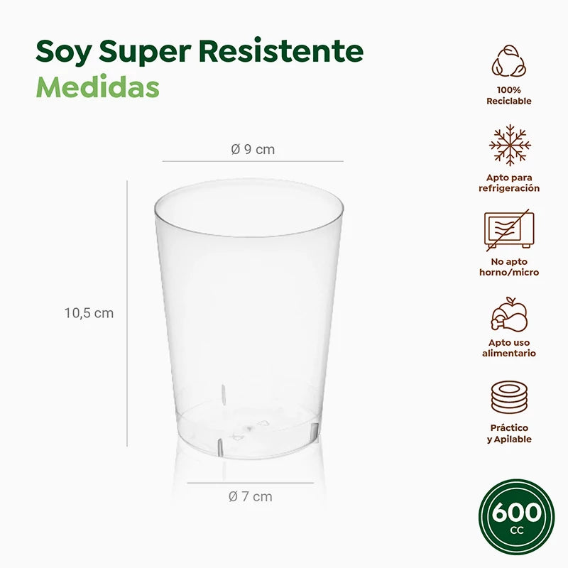 Vaso Sidra Plástico PP 600 cc Transparente (4 uds)