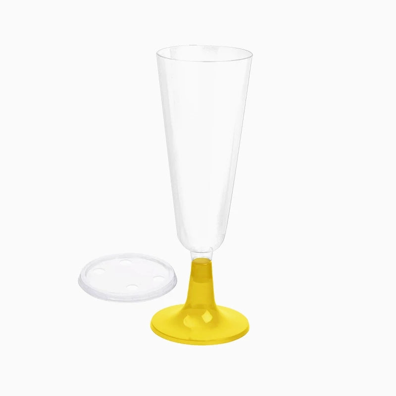 Copa Cava Plástico PS Reutilizable con Tapa 150 cc Oro (168 uds)