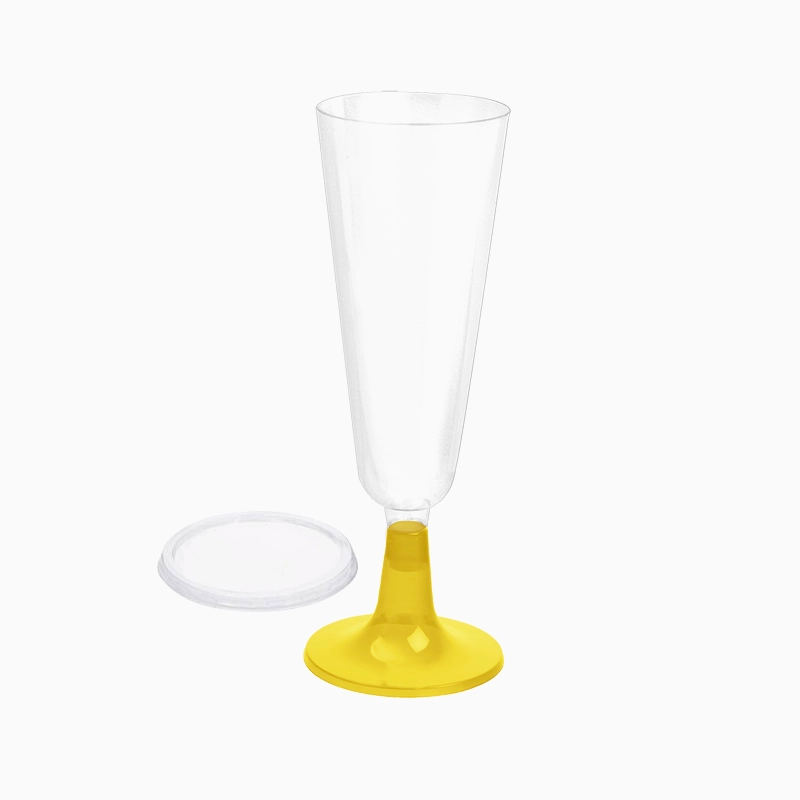 Copa Cava Plástico PS Reutilizable con Tapa 150 cc Oro (168 uds)