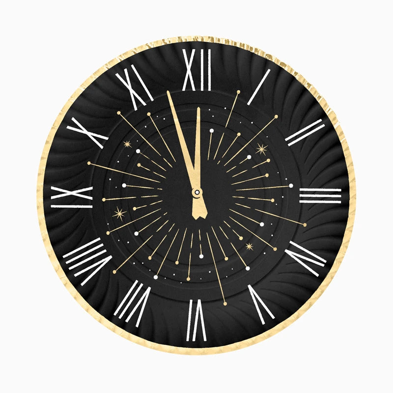 Bandeja Redonda Cartón Nochevieja Ø 30 cm Reloj (2 uds)