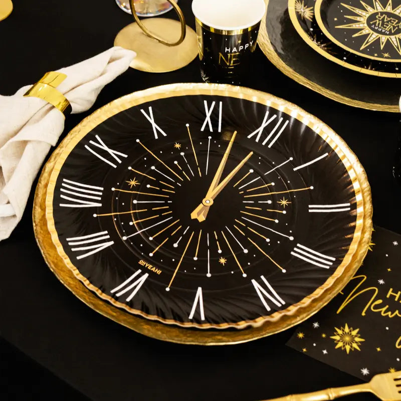 Bandeja Redonda Cartón Nochevieja Ø 30 cm Reloj (2 uds)