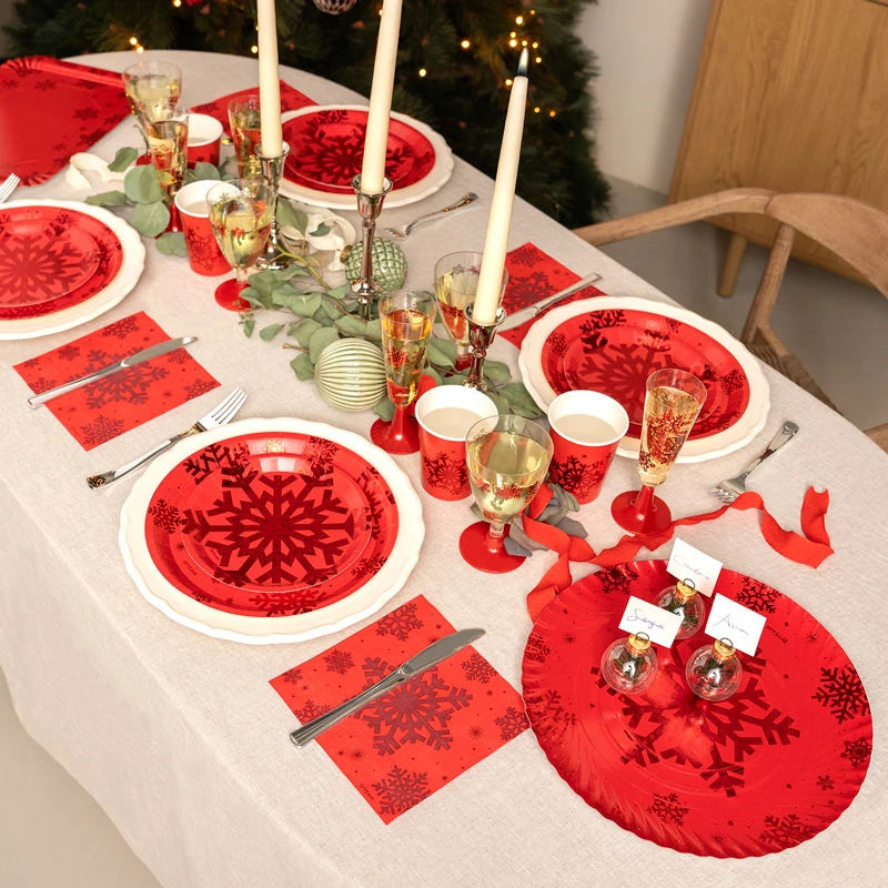 Copa Cava Plástico PS Reutilizable 150 cc Copo de Nieve Rojo Glitter (168 uds)