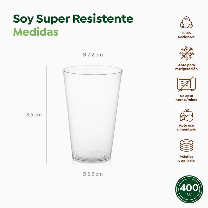 Vaso Cocktail Plástico Reutilizable PP 400cc Transparente 480 uds