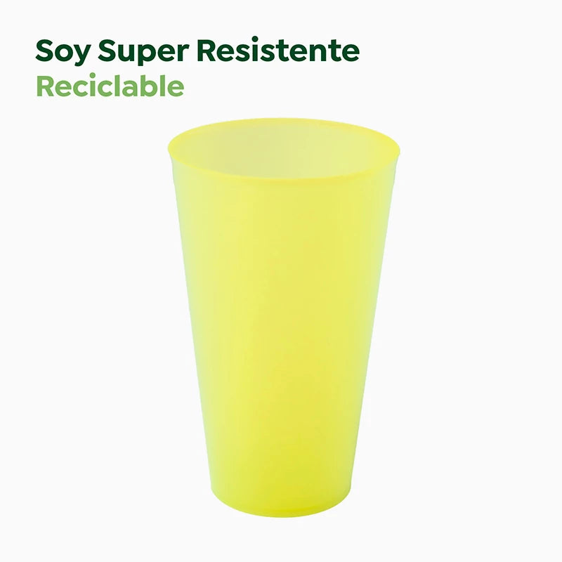 Vaso Cocktail Plástico PP Reutilizable 480 cc Amarillo