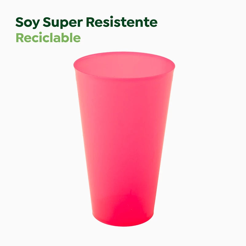 Vaso Cocktail Plástico PP Reutilizable 480 cc Rosa