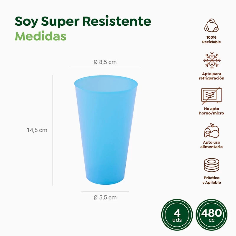 Vaso Cocktail Plástico PP Reutilizable 480 cc Azul