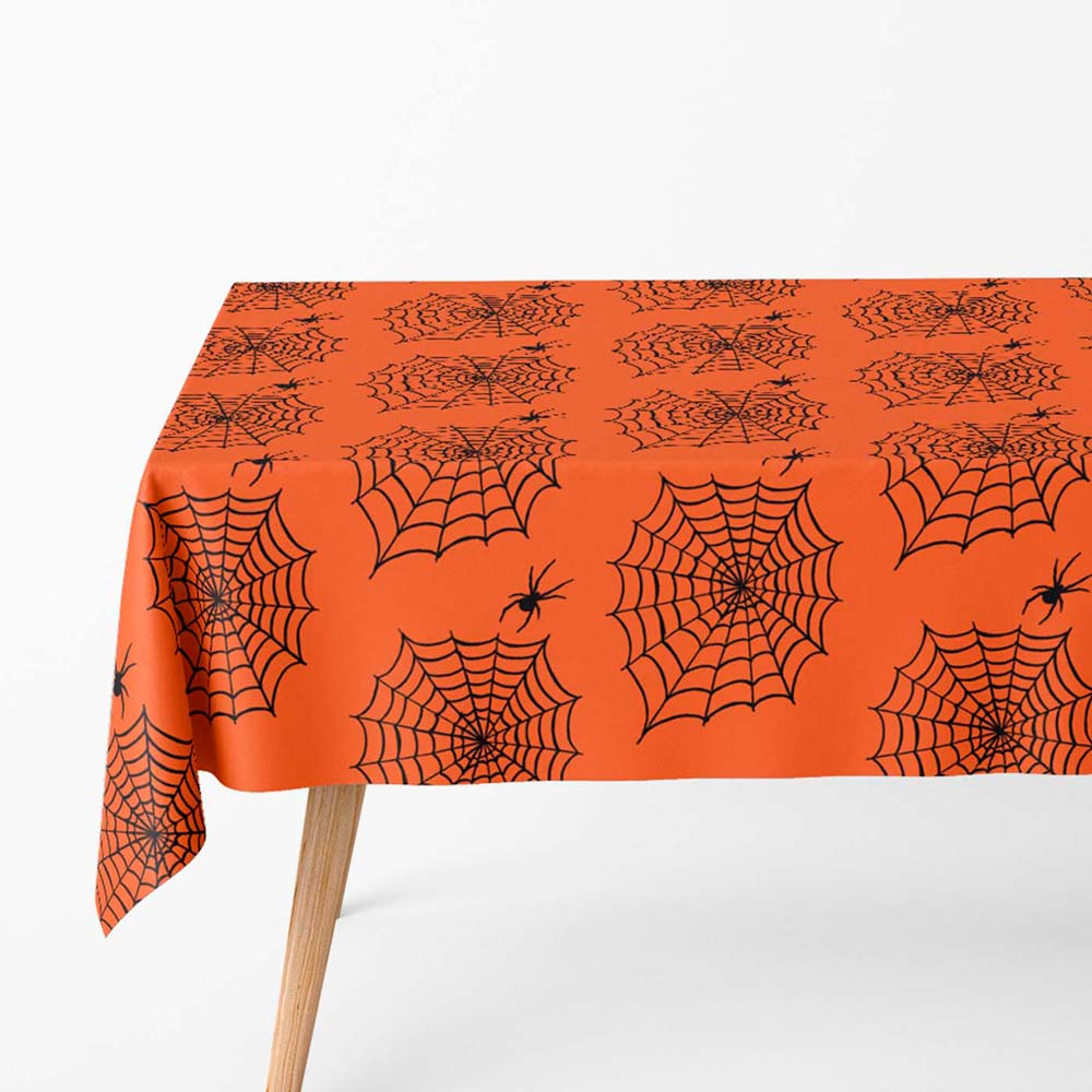 Rollo Mantel Papel Telaraña Halloween Naranja