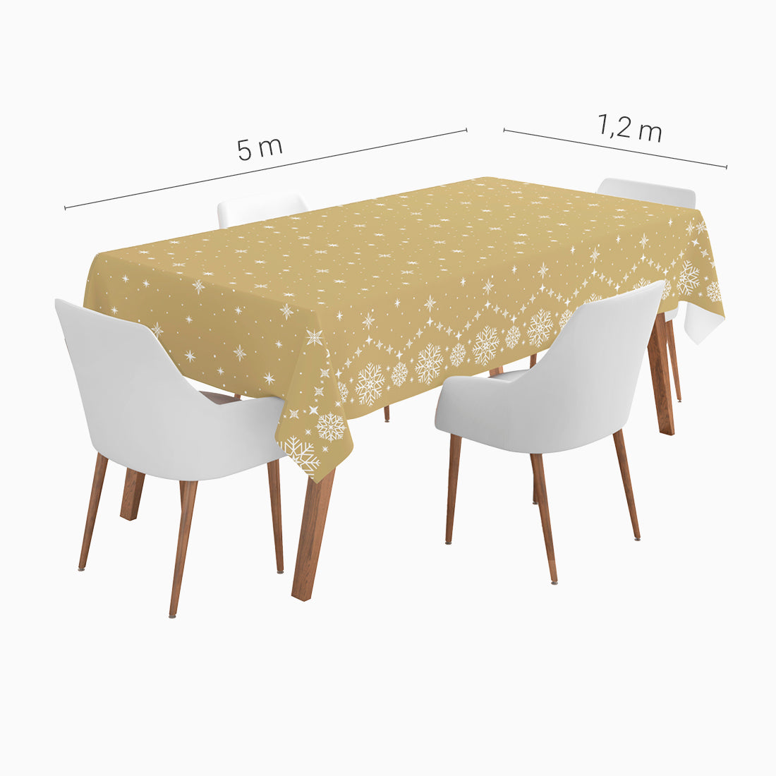 Rollo Mantel Papel Navidad 1.20 x 5 m Copo de Nieve Oro (1 ud)