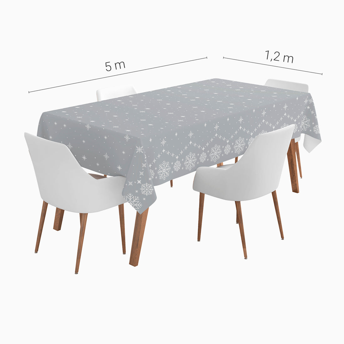 Rollo Mantel Papel Navidad 1.20 x 5 m Estrella Copo de Nieve Plata (1 ud)