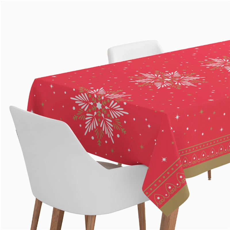 Rollo Mantel Papel Navidad 1.20 x 5 m Copo de Nieve Rojo y Blanco (1 ud)