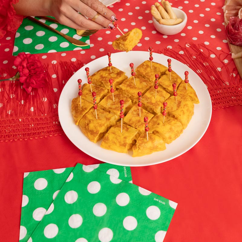 Pincho Bambú Decorativo Trenzado 12cm Rojo y Amarillo 2400 uds