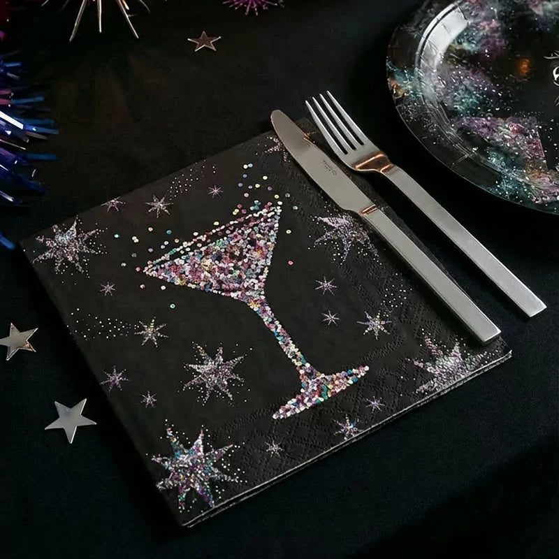 Servilleta Papel Doble Capa Navidad 33 x 33 cm Estrellas de Nochevieja (30 uds)