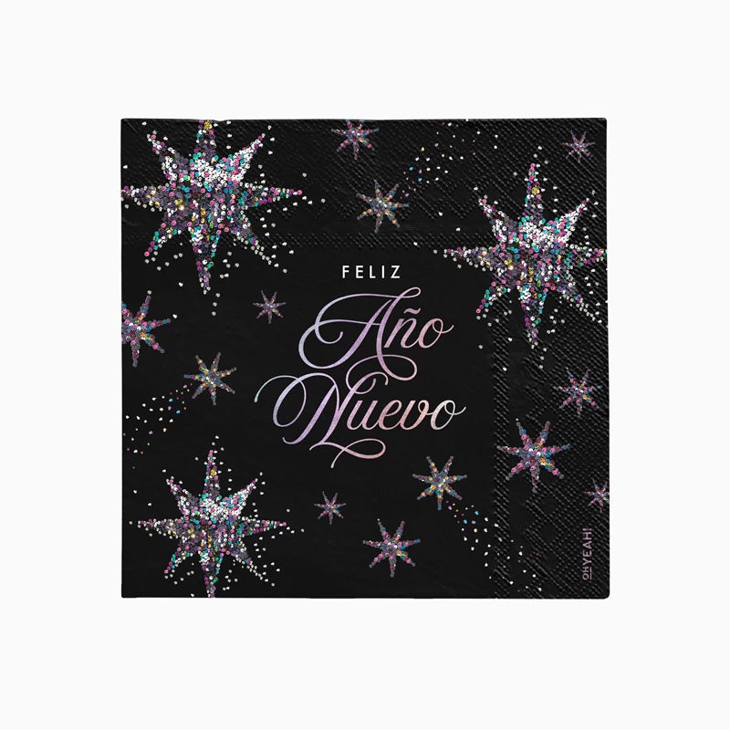 Servilleta Papel Doble Capa Navidad 33 x 33 cm 'Feliz Año Nuevo' Estrellas de Nochevieja (30 uds)