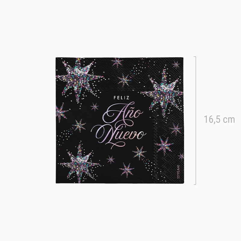Servilleta Papel Doble Capa Navidad 33 x 33 cm 'Feliz Año Nuevo' Estrellas de Nochevieja (30 uds)