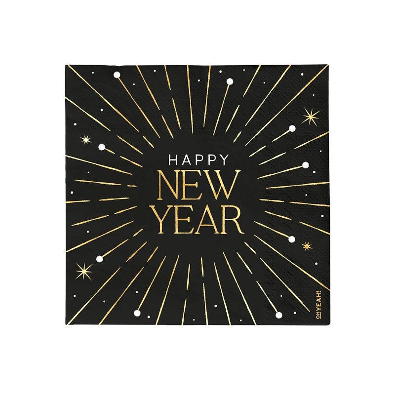 Servilleta Papel Doble Capa 33 x 33 cm Nochevieja 'Happy New Year' (30 uds)