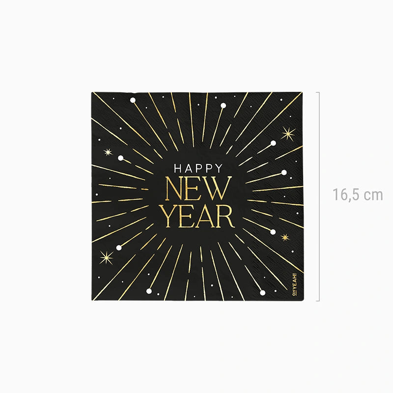 Servilleta Papel Doble Capa 33 x 33 cm Nochevieja 'Happy New Year' (30 uds)