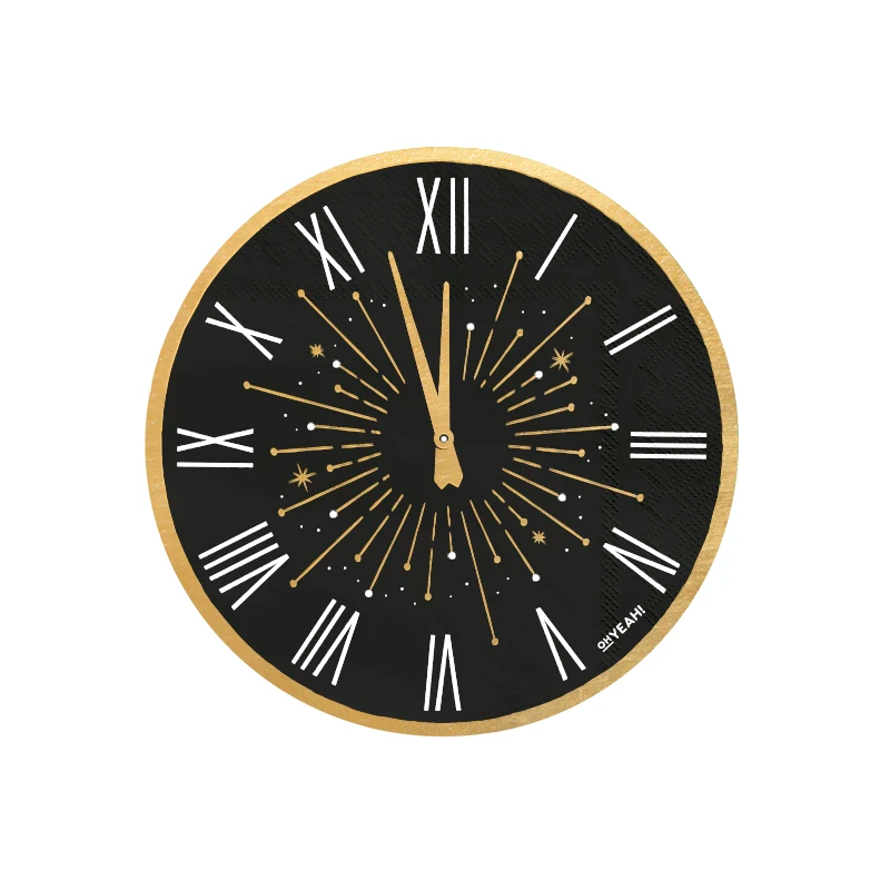 Servilleta Papel Doble Capa 33 x 33 cm Nochevieja con forma Reloj (20 uds)