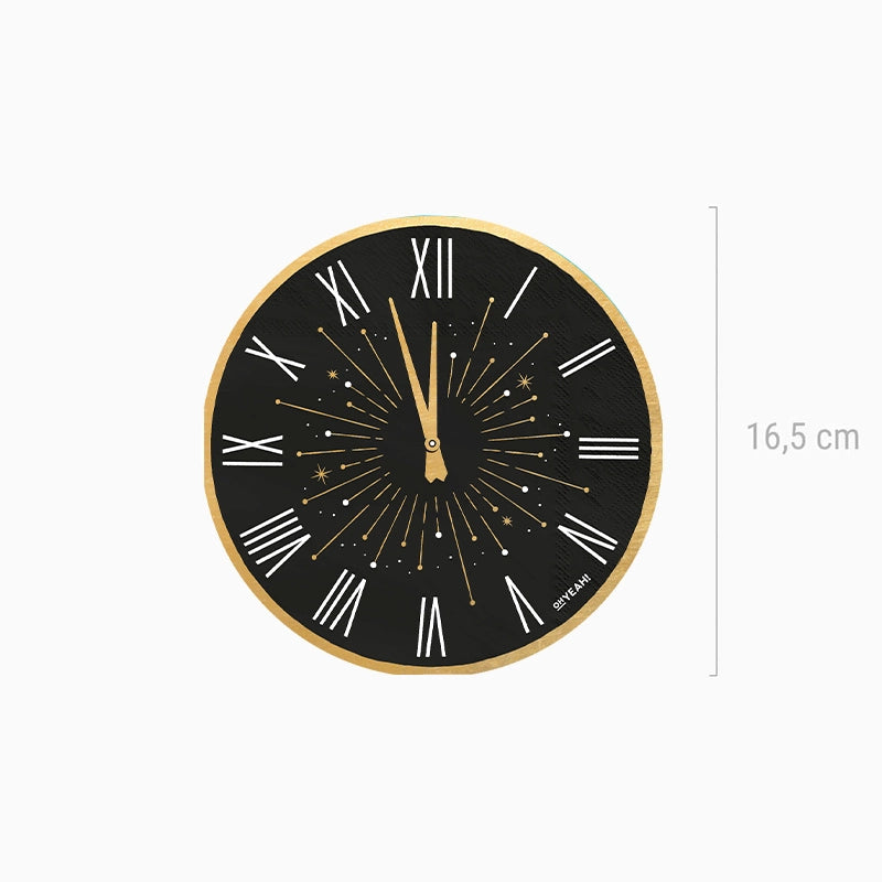 Servilleta Papel Doble Capa 33 x 33 cm Nochevieja con forma Reloj (20 uds)