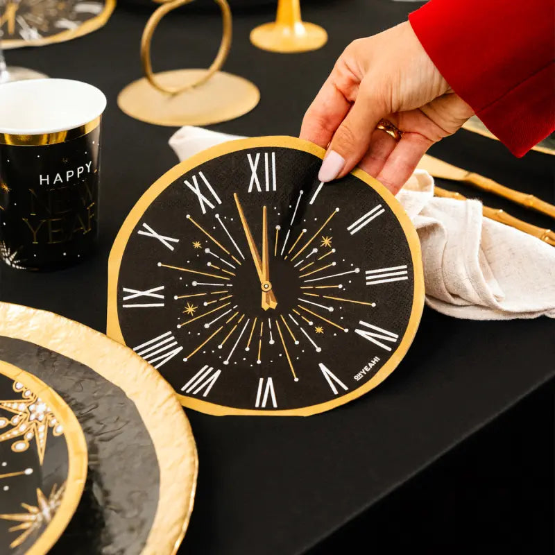Servilleta Papel Doble Capa 33 x 33 cm Nochevieja con forma Reloj (20 uds)