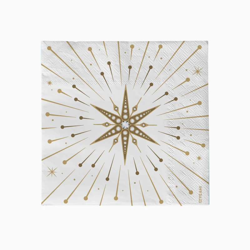 Servilleta Papel Doble Capa Navidad 33 x 33 cm Blanco y Dorado (720 uds)