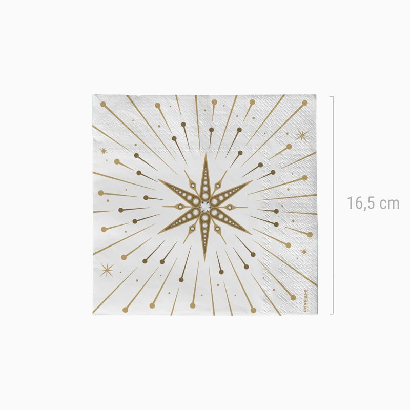 Servilleta Papel Doble Capa Navidad 33 x 33 cm Blanco y Dorado (720 uds)