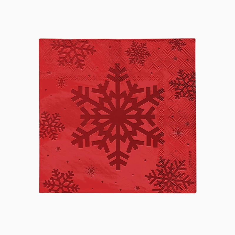 Servilleta Papel Doble Capa Navidad 33 x 33 cm Copo de Nieve Rojo Glitter (30 uds)