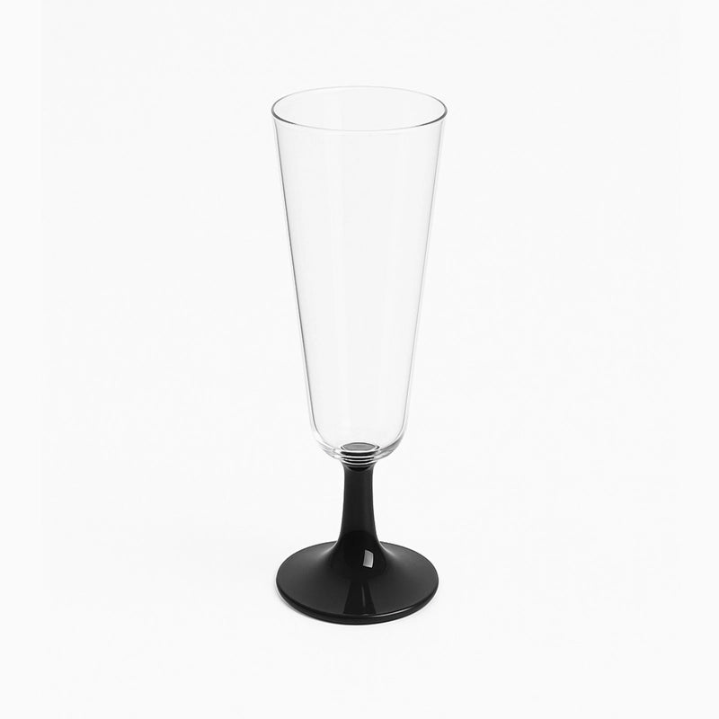 Copa Cava Plástico PP Reutilizable 150 cc Transparente Pie Negro (50 uds)