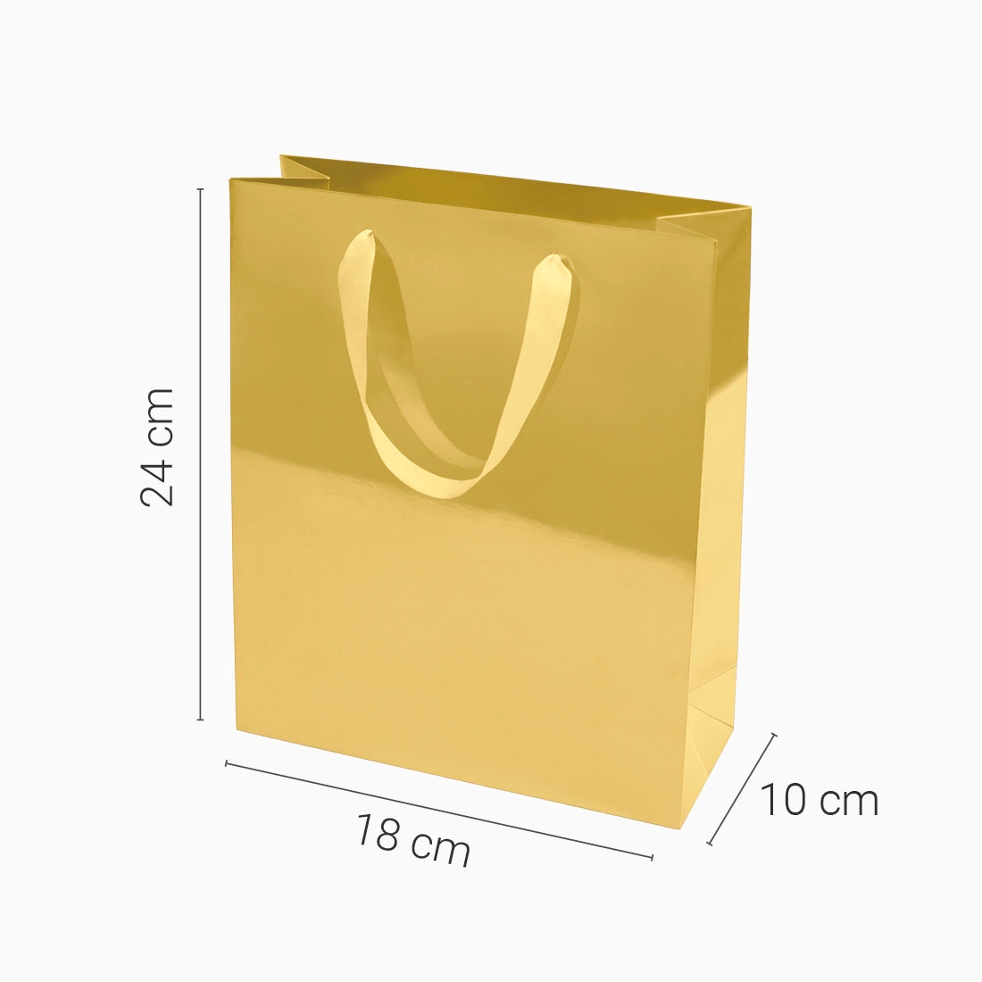 Bolsa Regalo Mediana Metalizada 24 x 18 x 10 cm Brillo Caja 48 Uds