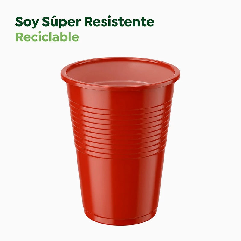 Vaso Plástico PP Irrompible 200 cc Rojo Metalizado (1152 uds)