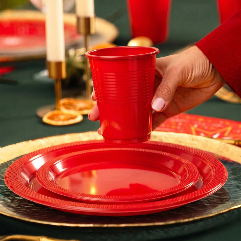 Vaso Plástico PP Irrompible 200 cc Rojo Metalizado (1152 uds)