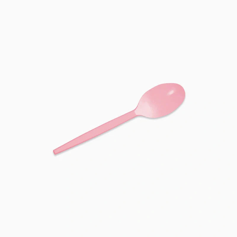Cucharita Postre Plástico Reutilizable PS 12.5 cm Rosa Pastel (15 uds)
