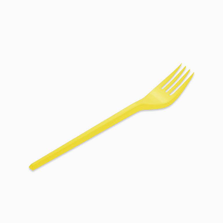 Tenedor Plástico PS Reutilizable 16.5 cm Amarillo (540 uds)