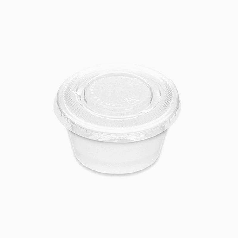 Salsera Plástico PS + PET 100 cc Blanco con Tapa Transparente (8 uds)