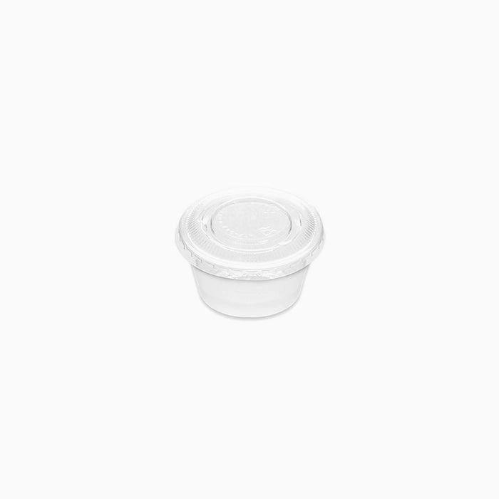 Salsera Plástico PS + PET 60 cc Blanco con Tapa Transparente (840 uds)