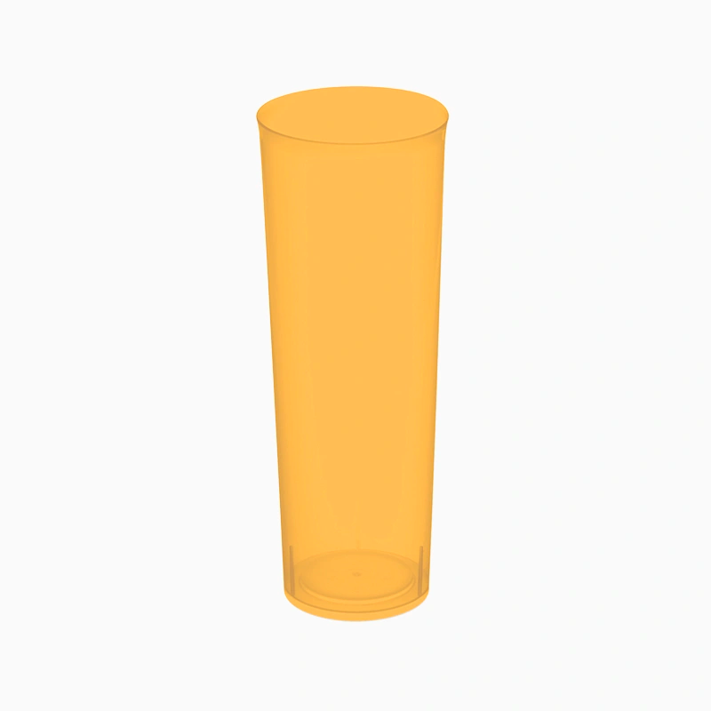 Vaso Tubo Plástico PP Reutilizable Irrompible 300 cc Naranja (360 uds)