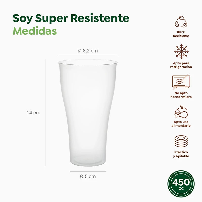 Vaso Pinta Plástico PP Reutilizable 450 cc Transparente (200 uds) Granel