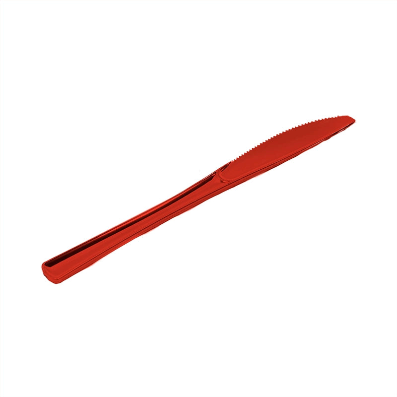 Cuchillo Plástico PS Reutilizable Premium Metalizado 20 cm Rojo (6 uds)