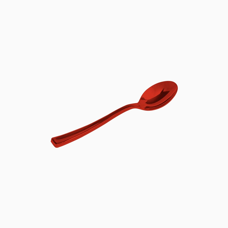 Cucharita Postre Plástico PS Reutilizable Premium Metalizado 13 cm Rojo (384 uds)