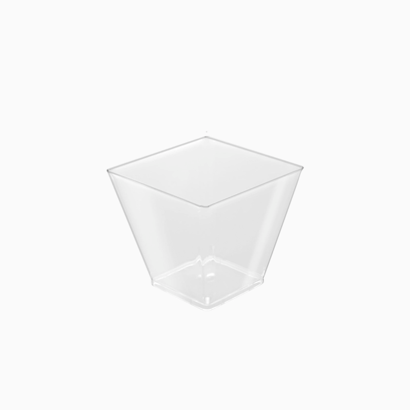 Mini Bol Cuadrado Plástico PS Reutilizable 120 cc Transparente (5 uds)