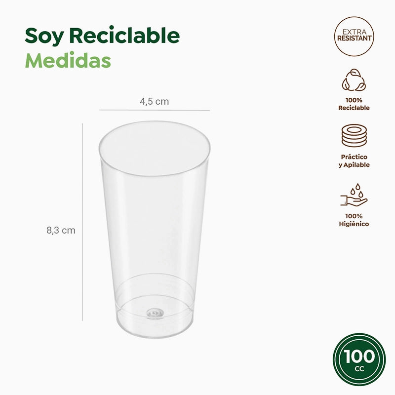 Vaso Plástico Cónico Finger Food 100 cc Transparente (10 uds)