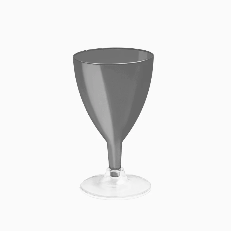 Copa Agua/Vino Plástico PS Reutilizable 170 cc Negro Pie Transparente (3 uds)