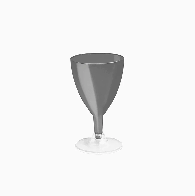 Copa Agua/Vino Plástico PS Reutilizable 170 cc Negro Pie Transparente (144 uds)