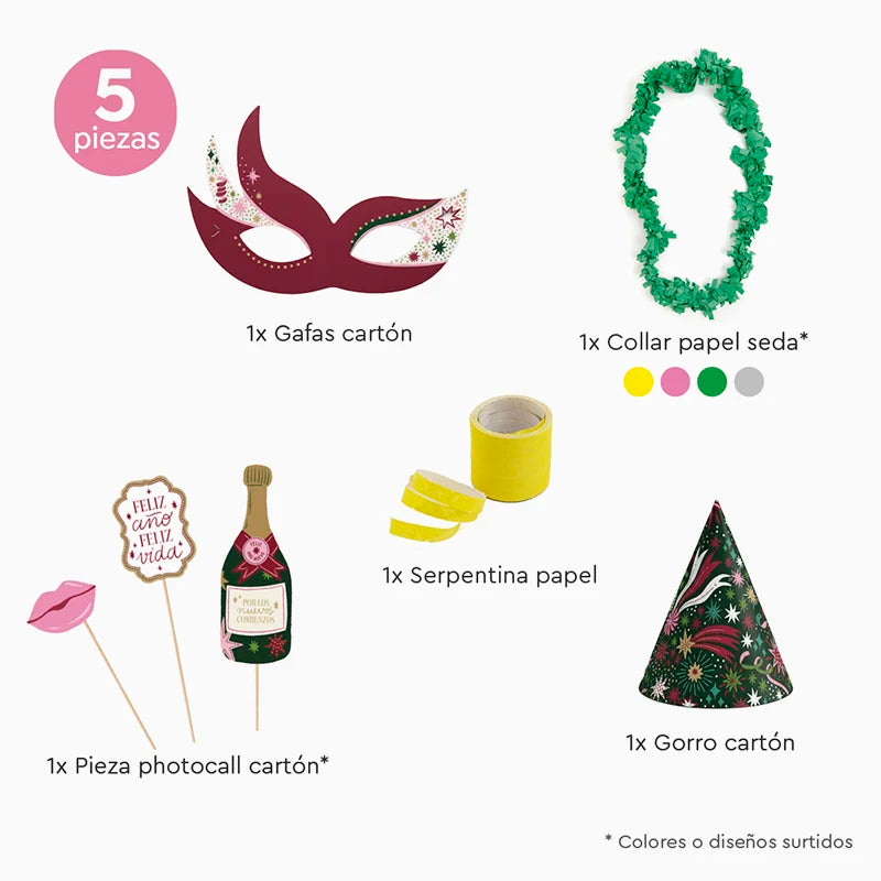 Bolsa de Cotillón Eco Nochevieja 5 piezas (48 uds)